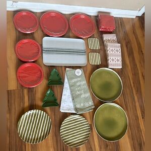 RESERVED FOR TMCINTYRE21174 Festive Red and Green Holiday Dinnerware Set